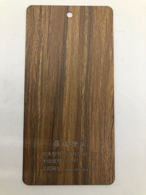 Recubrimiento en polvo electrostático con efecto madera por transferencia de calor